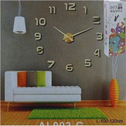 Часы настенные 3D наклейка 100-120 см / AL002G/3 /уп 36/ золото