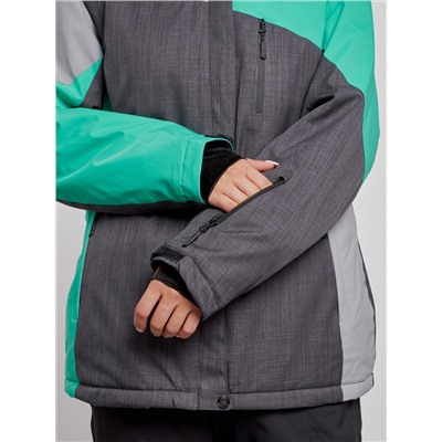 Горнолыжная куртка женская зимняя большого размера зеленого цвета 3963Z