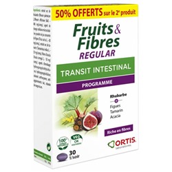 Ortis Fruits and Fibres Regular Transit Intestinal Lot de 2 x 30 Comprim?s