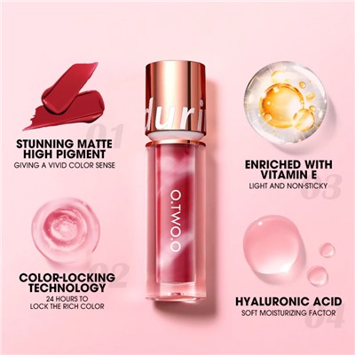 Водостойкая матовая помада O.TWO.O New Trending Lip Gloss Marbling Water Proof Matt Finish Lip Stick SC057 #06 Wild Berry