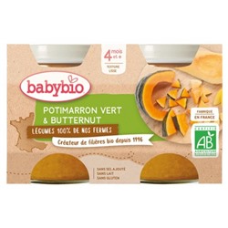 Babybio Potimarron Vert and Butternut Bio 2 Pots de 130 g