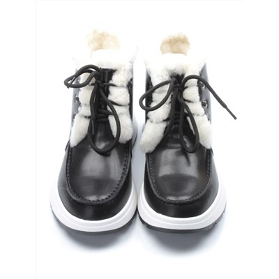 11-P5 BLACK Ботинки зимние женские (натуральная кожа, нат. мех и шерсть)