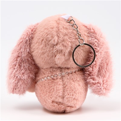 Мягкая игрушка «Зайка» на брелоке, 11 см, цвет тёмно-розовый