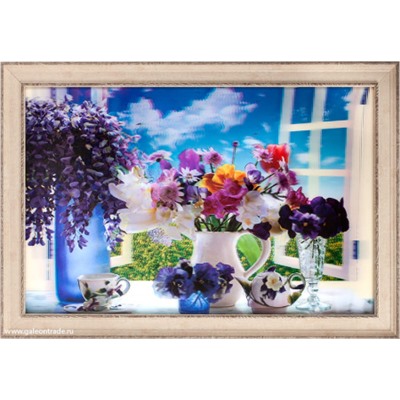 Картина 5D 40х60 091 Цветы в синей вазе / ZR8845B-H39H23 /