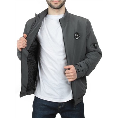 EM25057-1 DARK GRAY Куртка-бомбер мужская демисезонная (100 гр. синтепон)