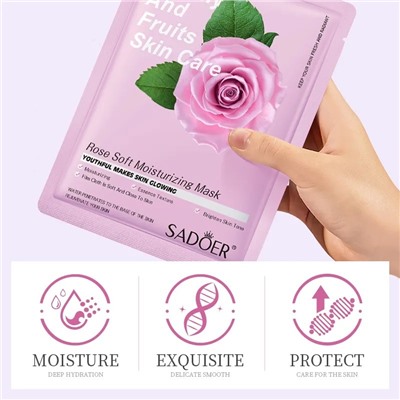 SADOER Увлажняющая маска для лица Rose Soft Moisturizing Mask