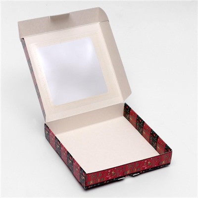 Коробка самосборная "Новогодние поздравления", 16 х 16 х 3 см, 1 шт.