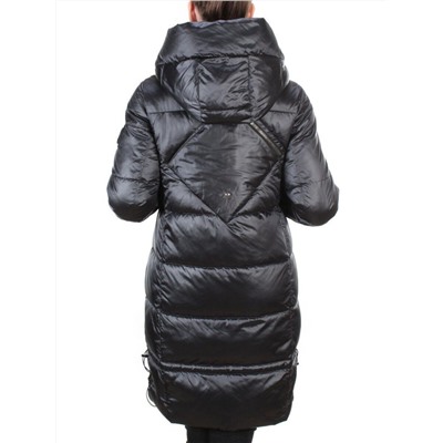 9106 BLACK Пальто зимнее женское  FLOWEROVE (200 гр. холлофайбера)
