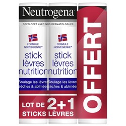 Neutrogena Stick L?vres Nutrition Lot de 3 x 4,8 g dont 1 Offert
