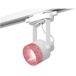 Комплект трекового однофазного светильникас композитным хрусталем XT6601062 WH/PI белый/розовый MR16 GU10 (C6601, N6152)