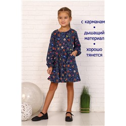 Платье для девочки Письмо дл. рукав Темно-синий