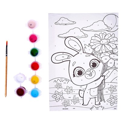 Картина по номерам «‎Пасха: зая с цветами»‎, 21 × 15 см