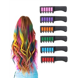 Мелки для окрашивания волос Hair Color, 6 цветов в форме расчески