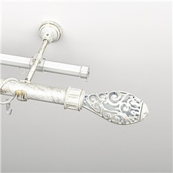 Карниз металлический стыкованный c наконечниками "Версаль", 2-рядный, белое золото, гладкая труба, ø 25 мм (kn-746)