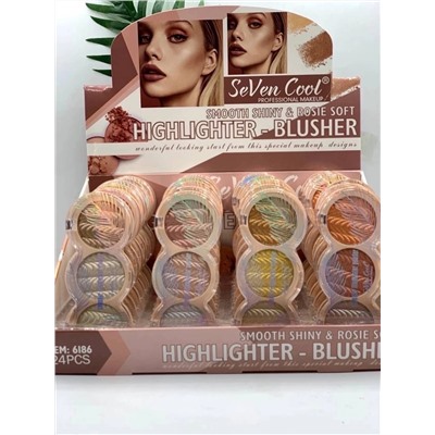 Палетка хайлайтеров SeVen cool Shimmer illuminator powder (ряд 4шт)