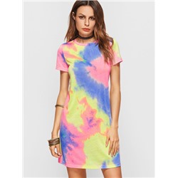 Многоцветное платье с принтом краски