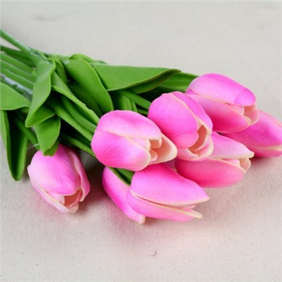 Цветок искусственный Тюльпан 30 см бело-розовый / 0118-4 /уп 10/180/1440/ латекс