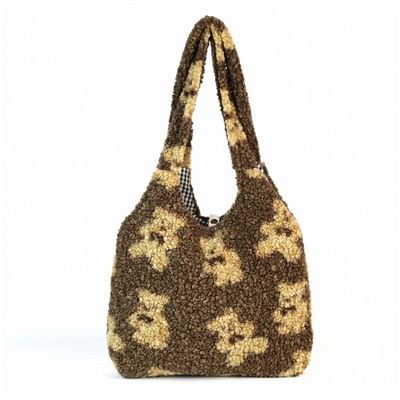 Женская меховая сумка шоппер Мех-13 Мишки Браун