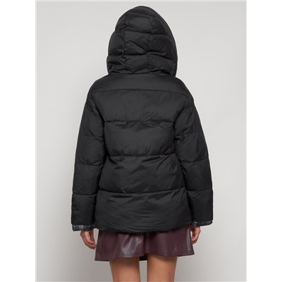 Зимняя женская куртка модная с капюшоном черного цвета 133105Ch