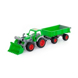 320891 Wader "Фермер-техник", трактор-погрузчик с прицепом (в сеточке)
