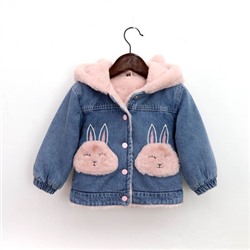Джинсовая куртка детская, арт КД142, цвет:Pink Bunny