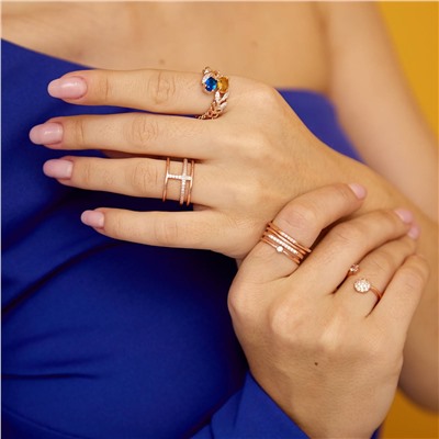 Безразмерное кольцо с позолотой, Crystal Shik