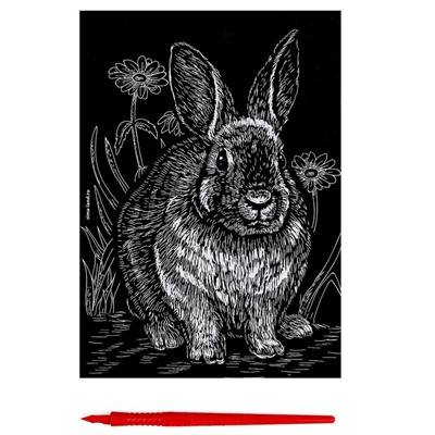 Гравюра «Пасха: кролик» с металлическим эффектом «серебро» А5