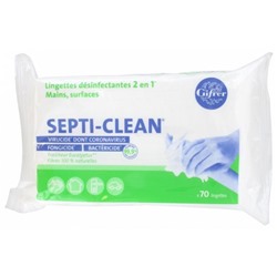 Gifrer Septi-Clean Lingettes D?sinfectantes 2en1 Mains et Surfaces 70 Lingettes