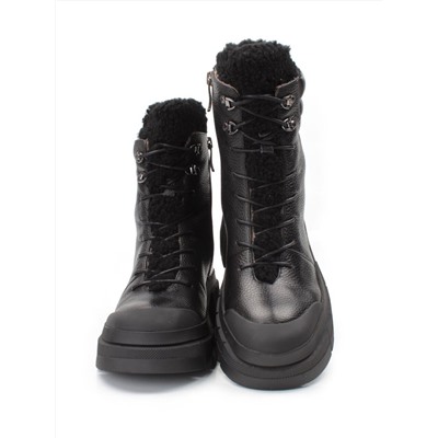 04-M804 BLACK Ботинки зимние женские (натуральная кожа, толстая байка)