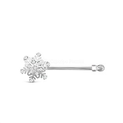 Булавка из серебра с фианитами родированная (на закрутке) - Снежинка сувенир на новый год 3-284р200