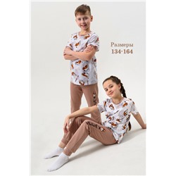 Пижама с брюками для мальчика Бассет Белый/светло коричневый