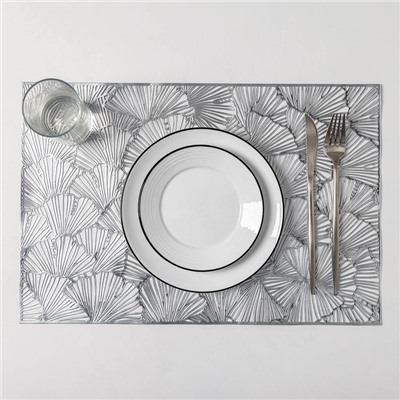 Набор салфеток сервировочных на стол Доляна «Веер», 4 шт, 30×45 см, цвет серебряный