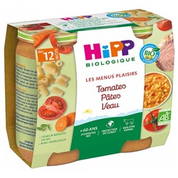 HiPP Les Menus Plaisirs Tomates P?tes Veau d?s 12 Mois Bio 2 Pots