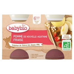 Babybio Pomme Fraise 6 Mois et + Bio 2 Pots de 130 g