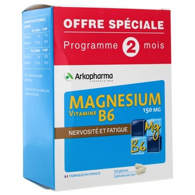 Arkopharma Magn?sium Vitamine B6 150 mg 120 G?lules Offre Sp?ciale