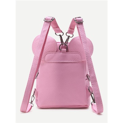 Розовый кожаный рюкзак с контрастным бантом
