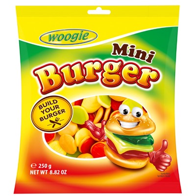 Жевательные конфеты с фруктовым вкусом "Мини-бургеры" Woogie Mini Burger 250 гр