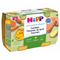 HiPP Carottes Pommes de Terre Saumon d?s 6 Mois 2 Pots