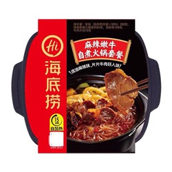 Китайская Саморазогревающаяся лапша Haidilao HotPot говядина с острым соусом 500гр