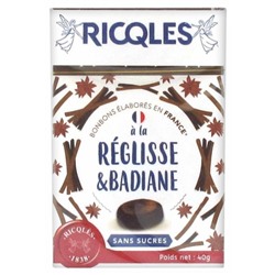 Ricql?s Bonbons Sans Sucres R?glisse et Badiane 40 g