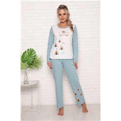 Женская пижама с брюками 57130 Сердечко-мята