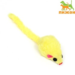 Игрушка для кошек "Малая мышь меховая", жёлтая, 5 см