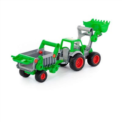 320890 Wader "Фермер-техник", трактор-погрузчик с полуприцепом (в сеточке)
