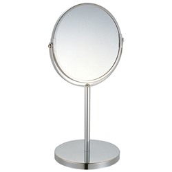 Зеркало косметическое M-1605 двустороннее на ножке (1/Х5, размер:18,5*15*35 см, хром.металл, стекло)