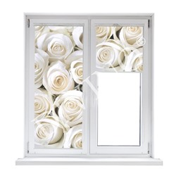 Рулонная штора лен "Розы белые"  (d-200037-gr)