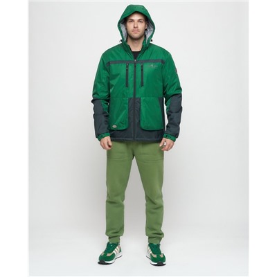 Куртка спортивная мужская с капюшоном зеленого цвета 8815Z