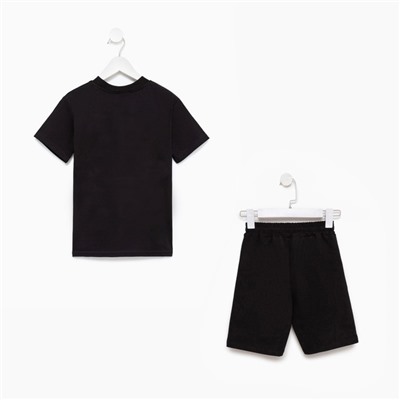 Комплект для мальчика (футболка, шорты), цвет чёрный МИКС, рост 146-152 см