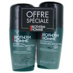 Biotherm Homme Day Control 24H Natural Protection Bio Roll-On Lot de 2 x 75 ml