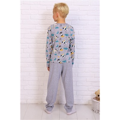 Пижама с брюками для мальчика Сонный мишка меланж Серый