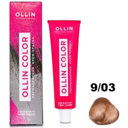 OLLIN COLOR Перманентная крем-краска для волос 9/03 блондин прозрачно-золотистый 60 мл